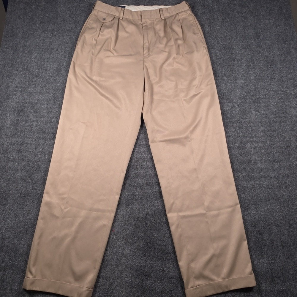 VTG Ralph Lauren Polo Golf Trouser Pants Mens 31x32* Khaki Pleated Cuffed READ